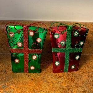 Two Christmas Candle Holders